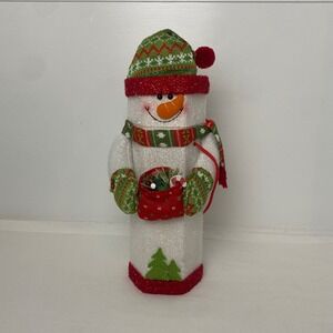 Christmas Plush Snowman Cookie Treat Box Table Decor Festive Holiday